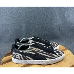 Puma Clyde Suits Oatmeal Zebra Lace Up Mens 12 Faux Fur Trainers